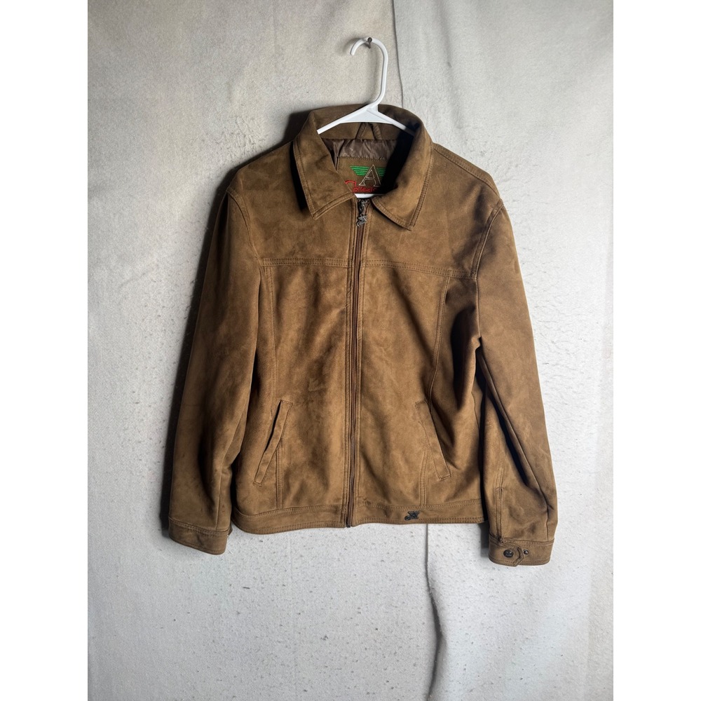 A Collezioni Mens Faux Suede Full Zip Jacket Brown Made in Italy Size L Vintage